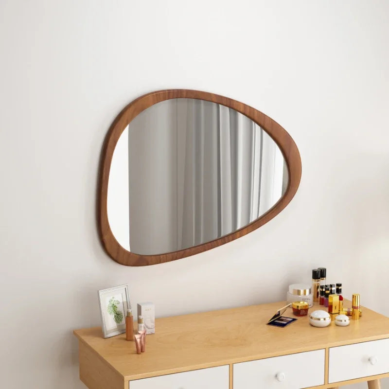 Middle century wooden wall mirror trend HD reflective - view 6
