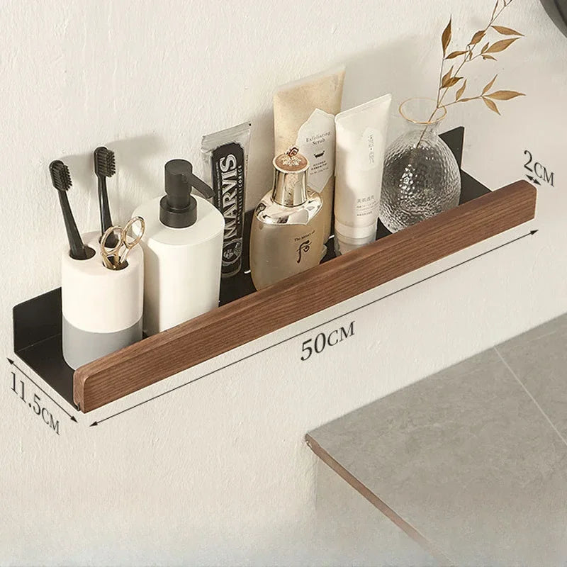 Solid wood wall shelf for practical storage without perforation - 11,5X50CM
