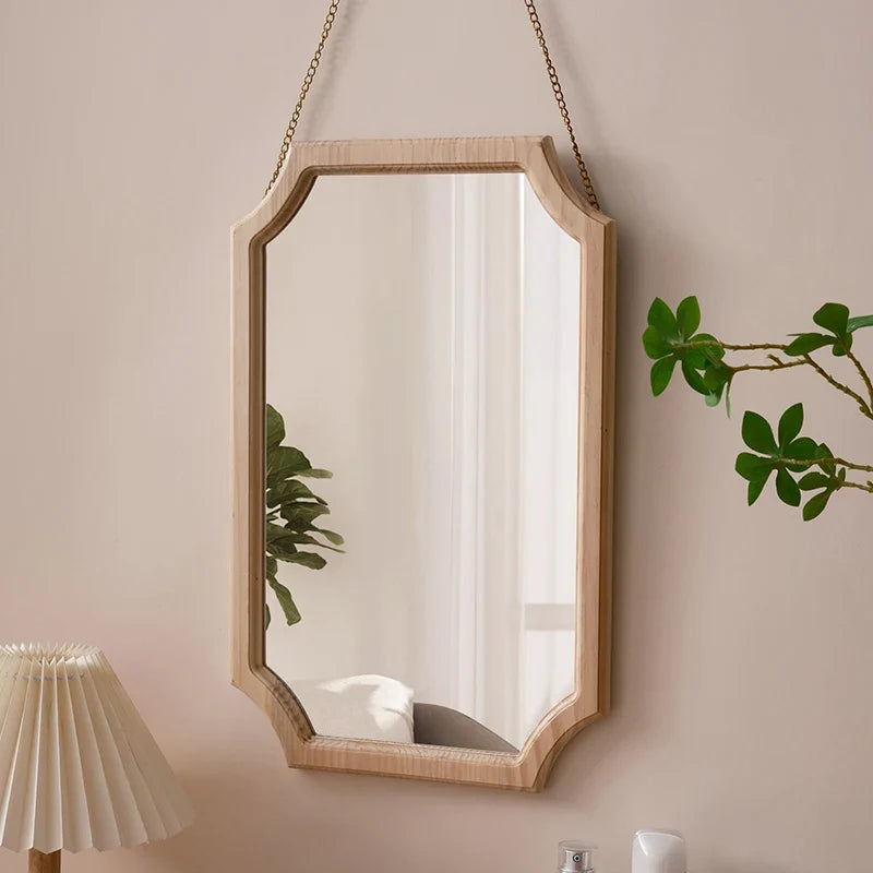 Vintage solid wood mirror for waterproof and rustproof make-up - view 3