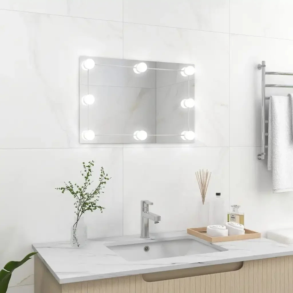 Rectangular wall mirror with decorative led lights for interior - view 7