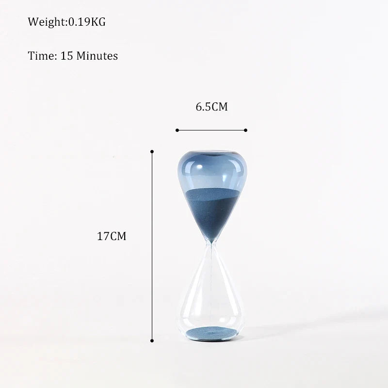 Modern glass hourglass for decoration and office - Small Blue