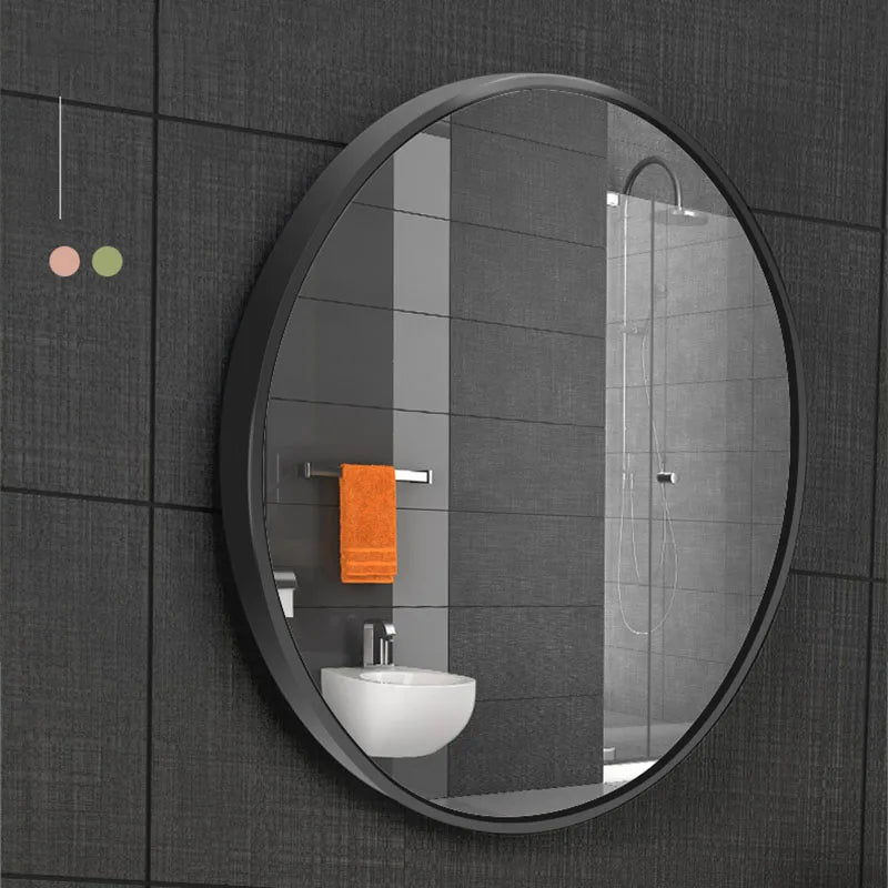 Circular metal wall mirror modern minimalist style - view 3