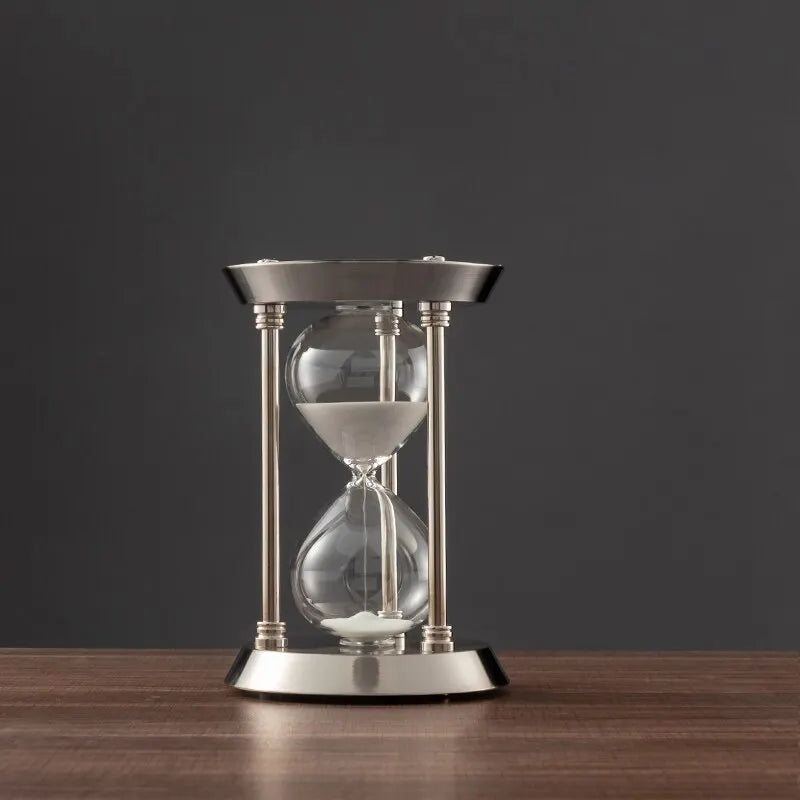 Retro metal and brass hourglass for decoration and timer - Silver / 30 min