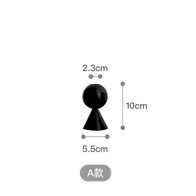 Black wooden candle holder Nordic style artistic decoration for interior - A 10CM