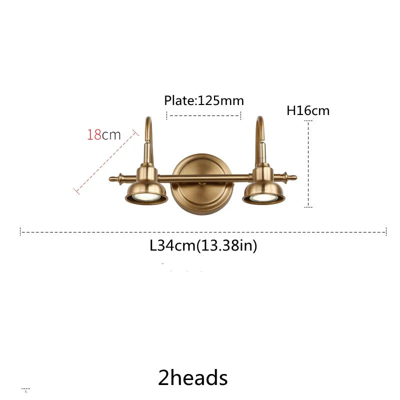 American Bronze Mirror Front Light , Bathroom Wall Lamps Mirror Light ,Powder Room Mirror Wall Lights Lighting LED Makeup Mirror - 2 Heads Bronze A / Light Warm