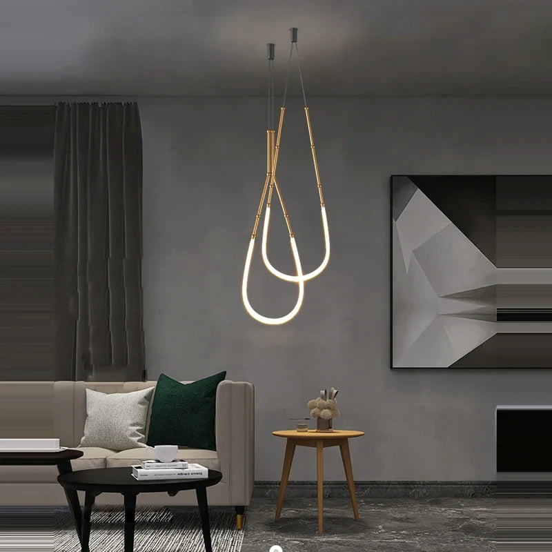 Art decoration chandelier in black metal with led lighting - view 2