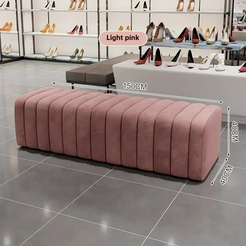 Modern design shoe bench with soft and comfortable footrest - Pink Length 150cm