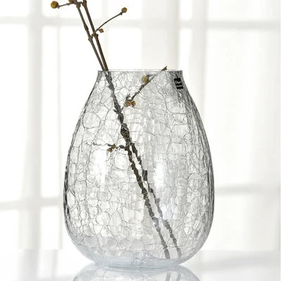 Light luxury handicraft ornaments, ice flower colored glass vase, large transparent glaze ware - 9.5 x 22