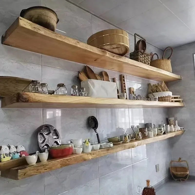 Floating wooden shelf for decoration and interior organization - view 5