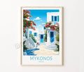 Santorini Castle Retro Travel Poster with Idyllic Mediterranean View - 20X30cm Unframed / 7
