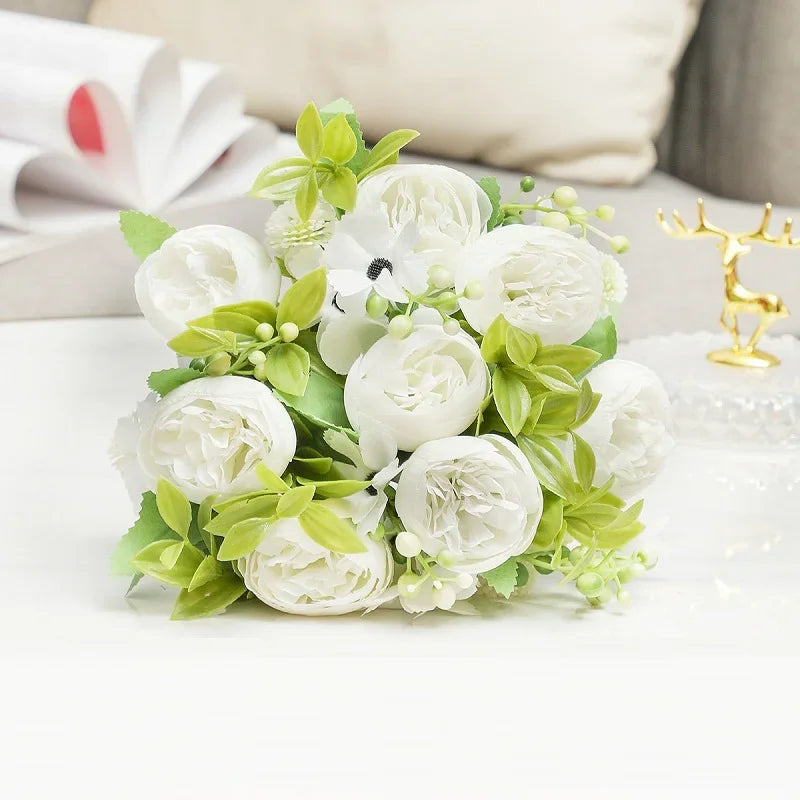 Bouquet of artificial peonies for wedding and festive decoration