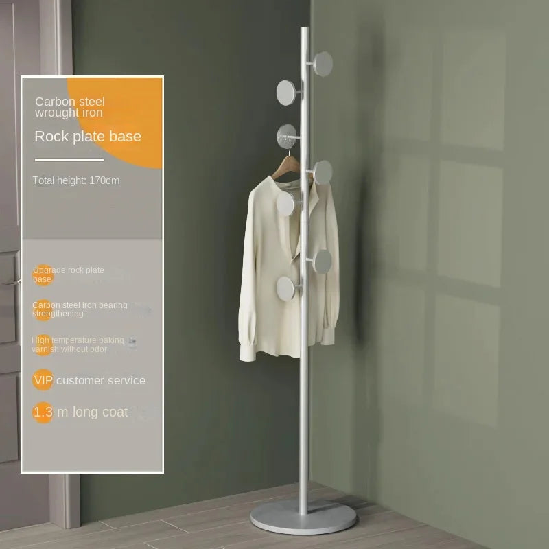 Floor To Floor Bedroom Light Luxury Rock Plate Base Metal Hanger, Marble Scarf and Bag Rack for Entering The Home Coat Rack - Style22