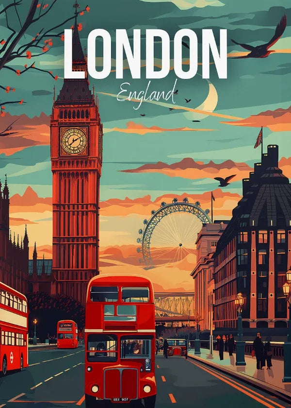 Decorative travel poster for several European cities - 20X30cm Unframed / 5