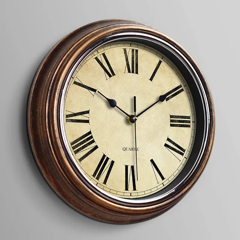 Silent vintage wall clock for interior decoration - C / 12 inches