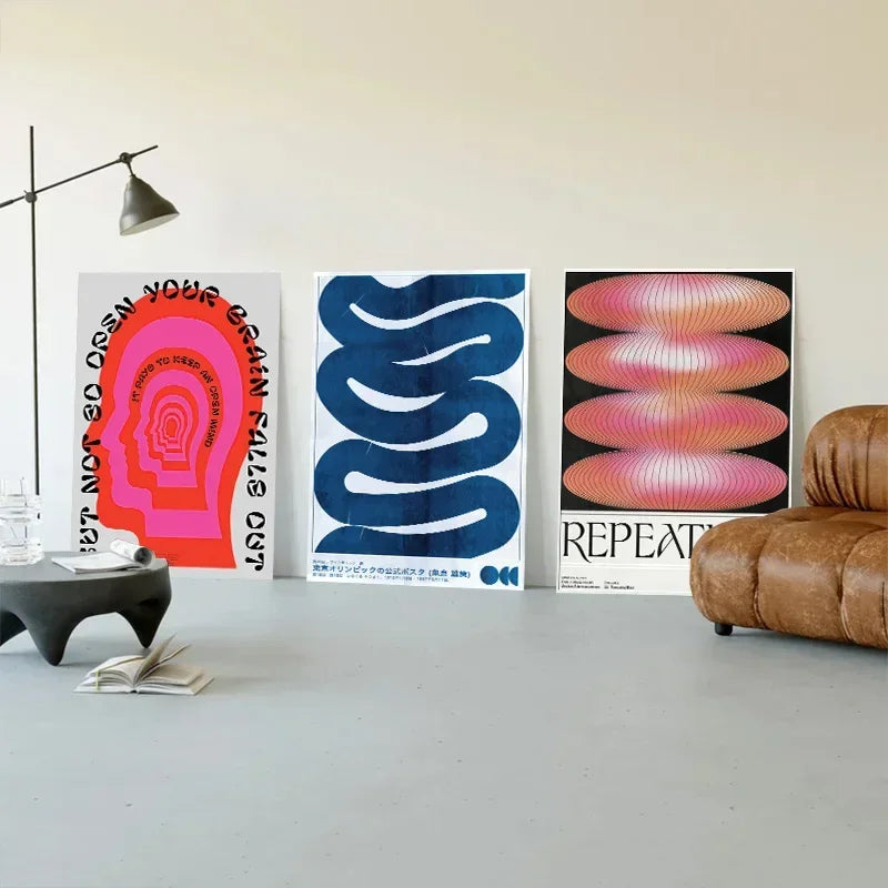 Abstract gradient halo art wall Japanese retro decorative wave - view 6