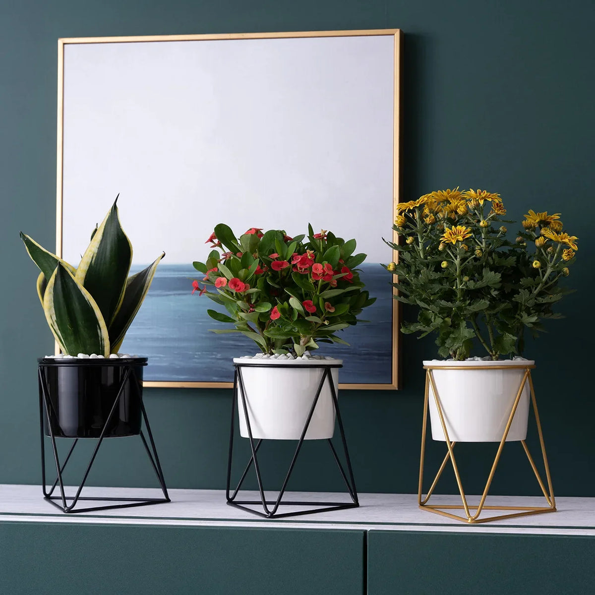White Ceramic Vase, with Bracket Small White Vase, Round Ceramic Flower Vase, for Modern Nordic Home decor, Living Room, Office - view 3