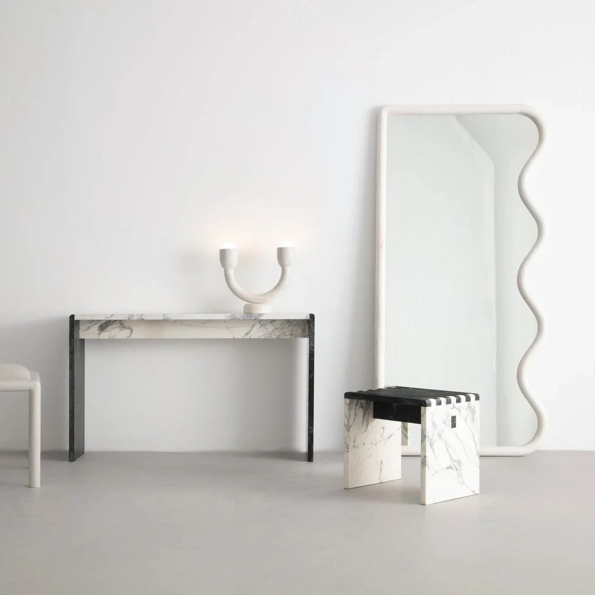 Creative retro mirror in wood for wall interior decoration - White / 80x180cm