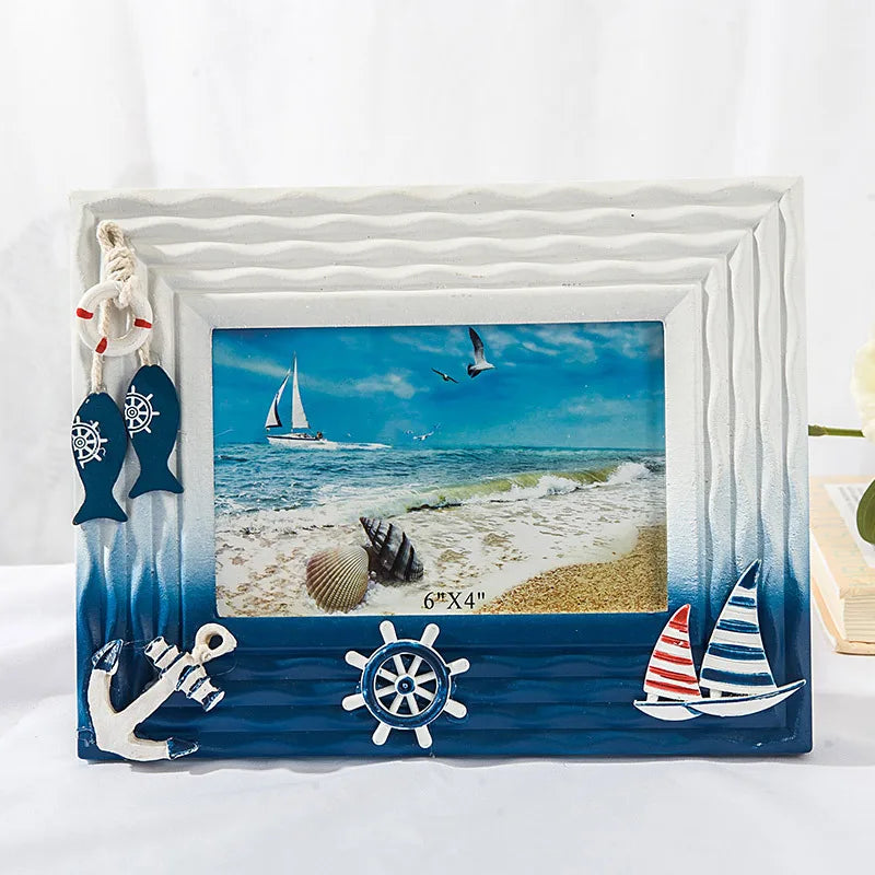 Wooden picture frame and shell for office decoration - Horizontale A / 6 inches