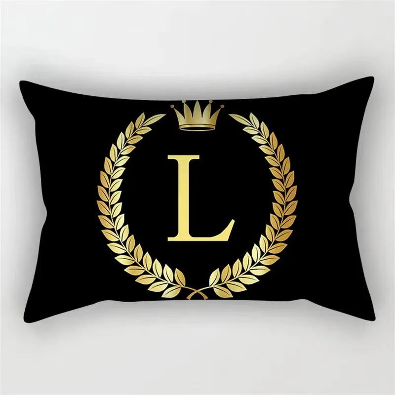 Contemporary Black and Gold Lettered Throw Pillow Cover