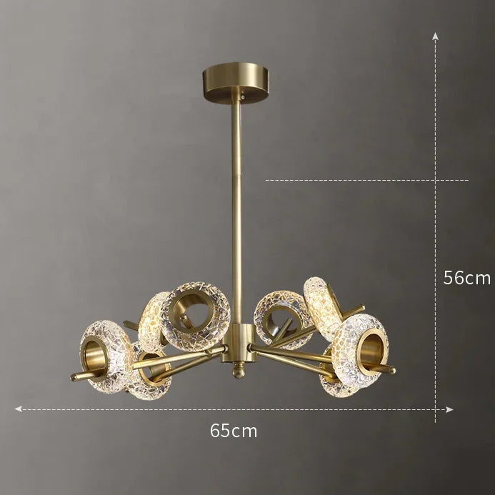 Nordic chandelier in cracked glass modern minimalist style with leds - 8 Heads / Neutral Light