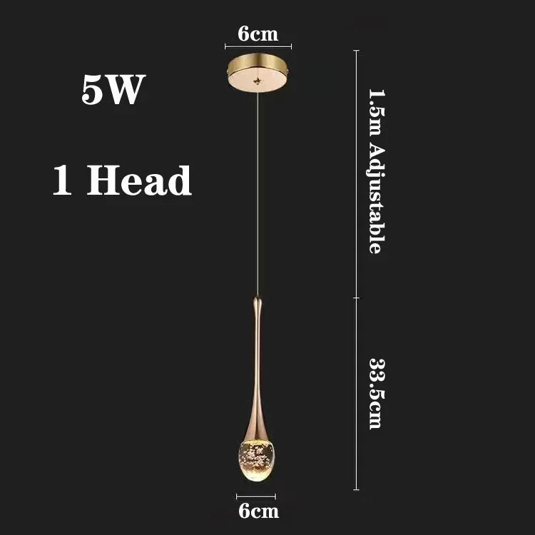 Luxury crystal bubble chandelier for modern decoration - 1 Head / 6000K Cold White