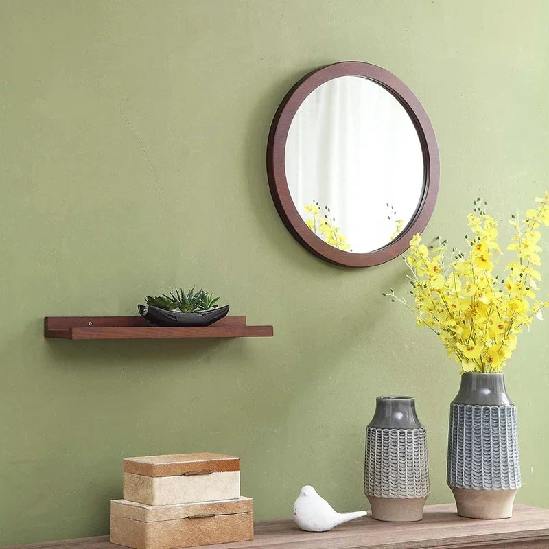 Vintage ash wood wall mirror for bathroom - view 3