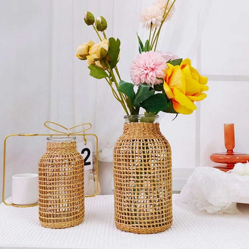 Woven rattan vase for dried flowers retro decoration - view 5