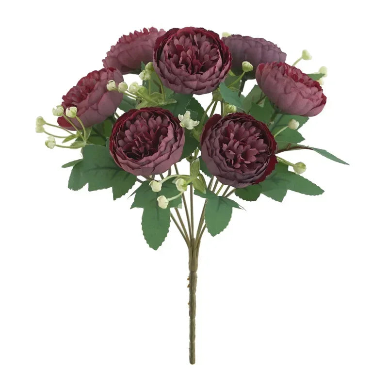 Artificial silk peonies flowers for wedding floral decoration - Red Wine