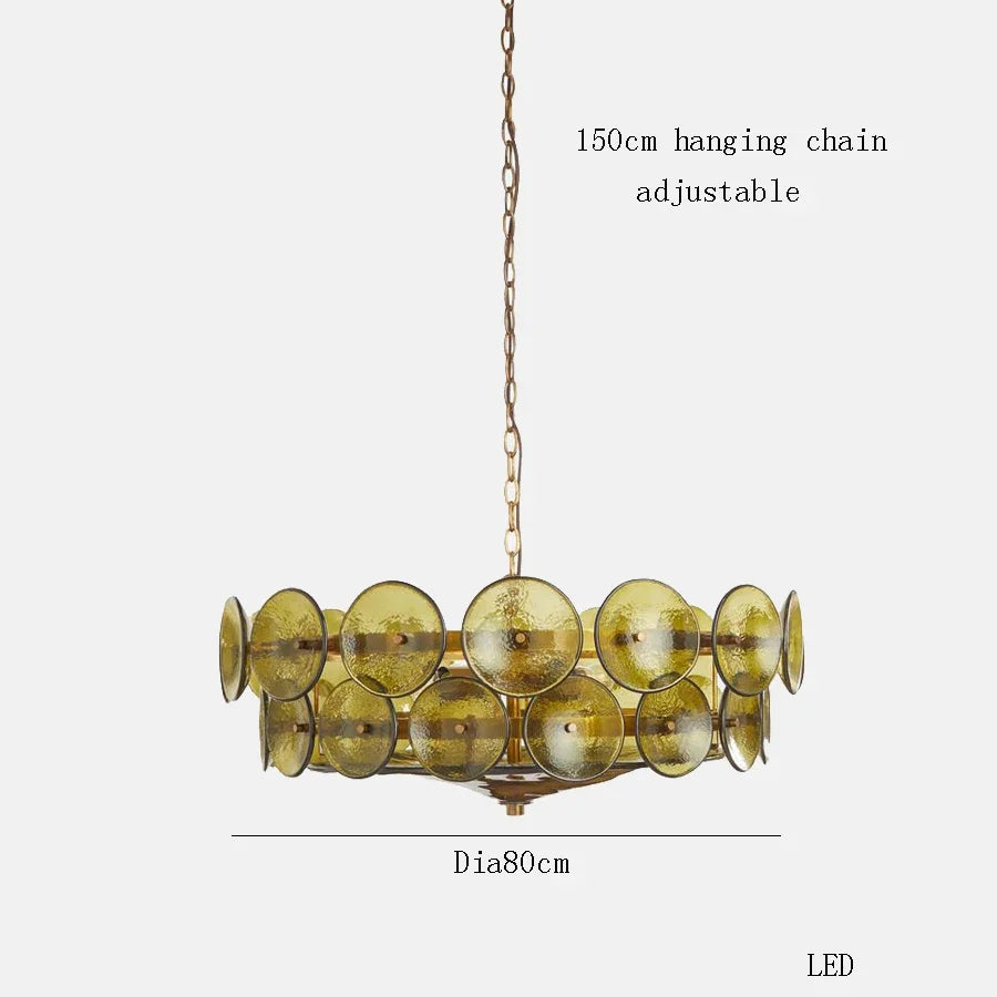 Vintage chandelier in amber glass for interior decoration - Natural Light / Dia 80cm Green