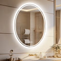 Light-filled oval mirror with anti-fog function and adjustable lighting