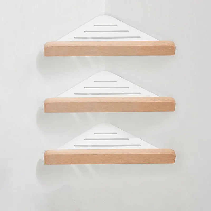 Wall Mount Floating Shelves, Wood and Aluminium, Storage Rack, Home decor, Living Room, Bedroom, Bathroom, Kitch - white 3