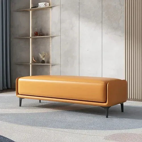 Design Italian leather stools for living room and bedroom - Environ 90 cm Orange