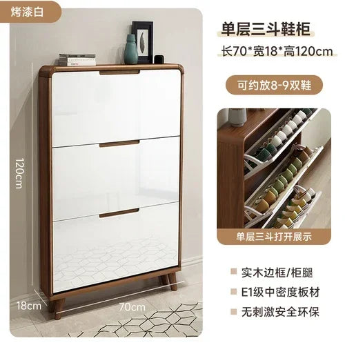 Minimalist vintage wooden shoe shelf and space gain - Style10