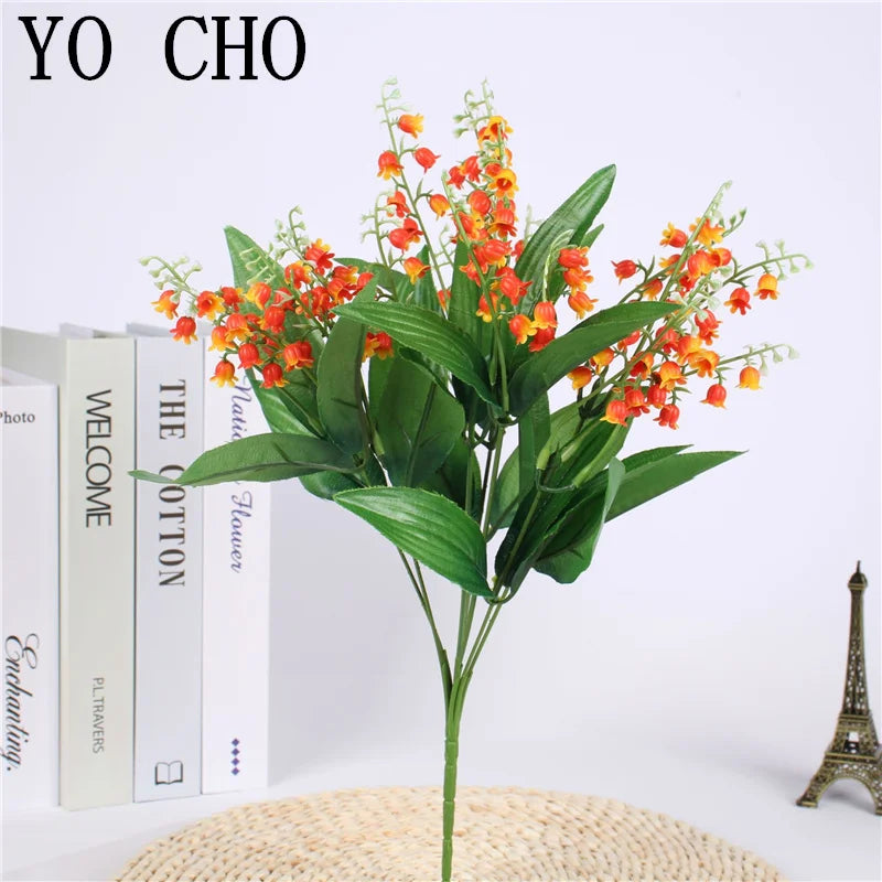 Artificial flowers muguette wedding bouquet party decoration - Orange