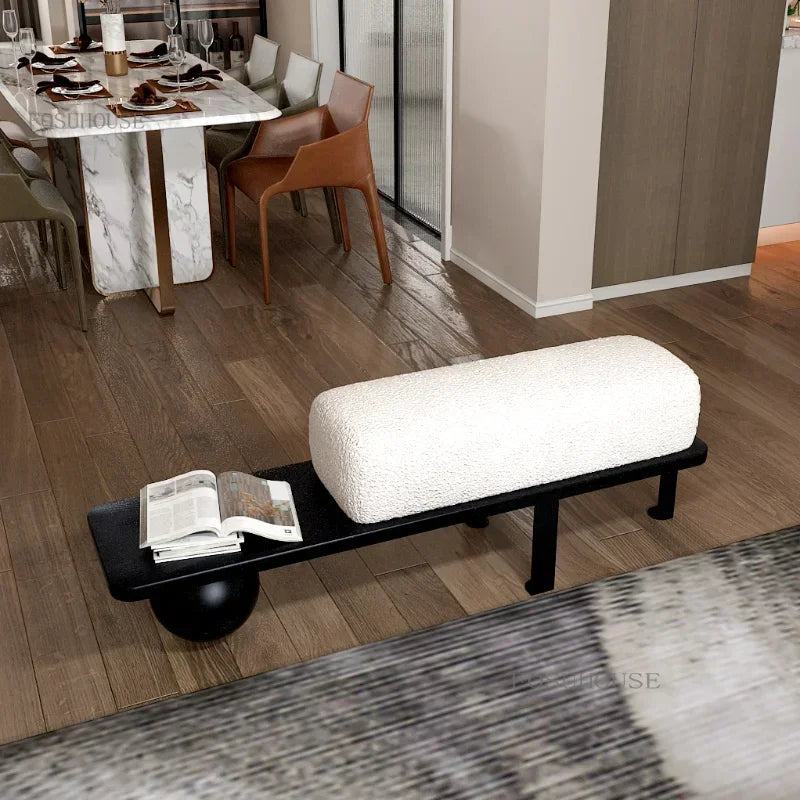 Ottoman Nordic wood to change shoes and store clothes - view 2