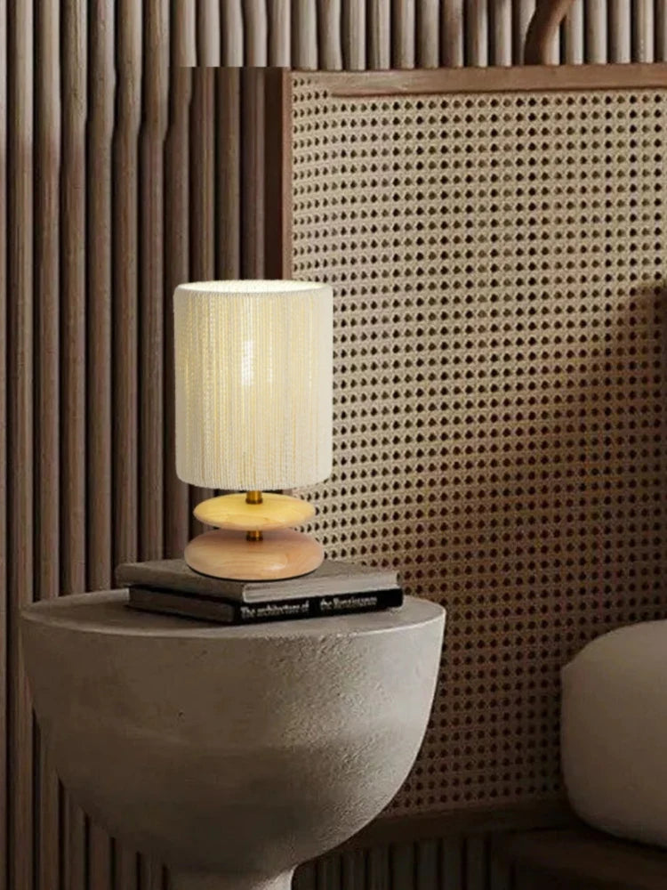 Solid Wood Design Creative Walnut Color Living Room, Study, Bedroom, Bedside, Japanese Style Atmosphere Decoration E27 Desk Lamp - view 2