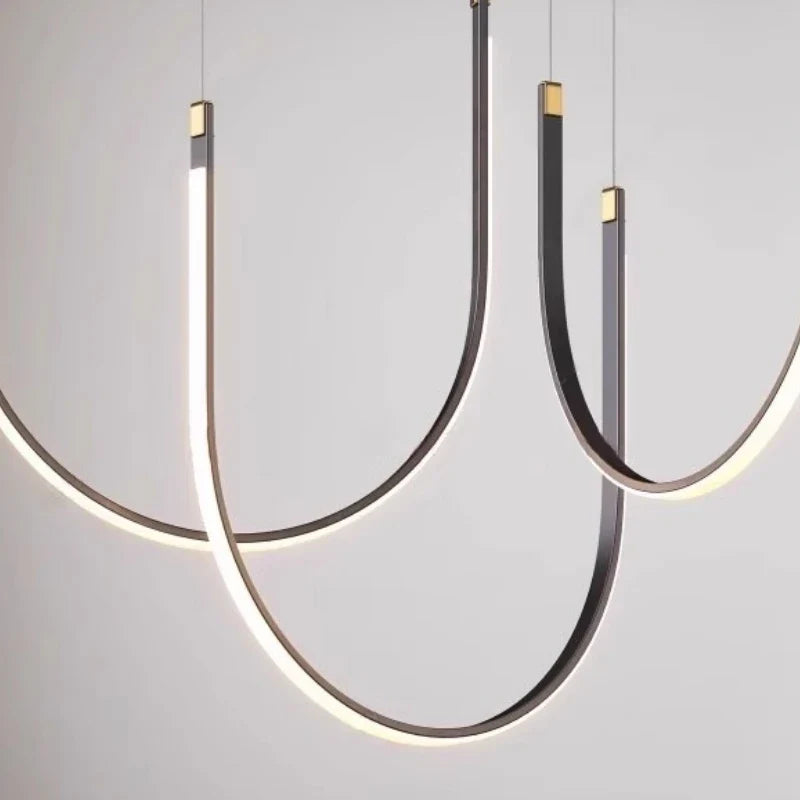 Modern u-shaped design chandelier for industrial and creative spaces - view 5