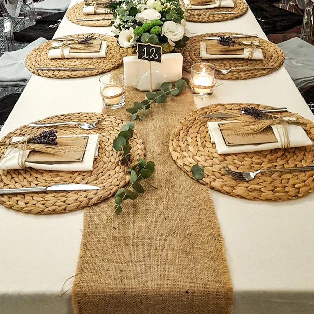 Rustic field-style linen table runner - view 4