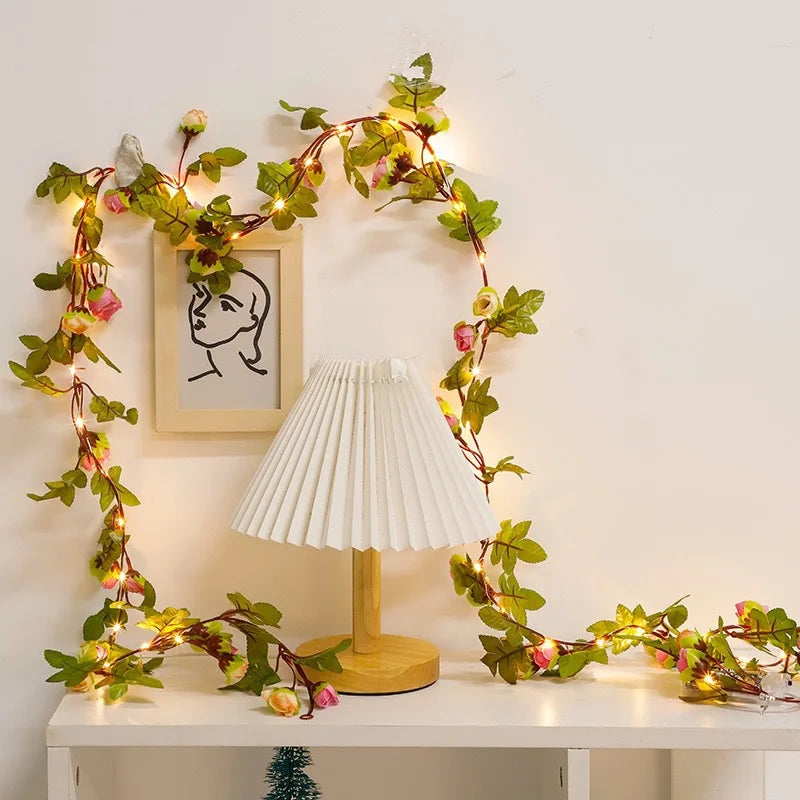 Artificial light rose garland for fairy decoration - view 2