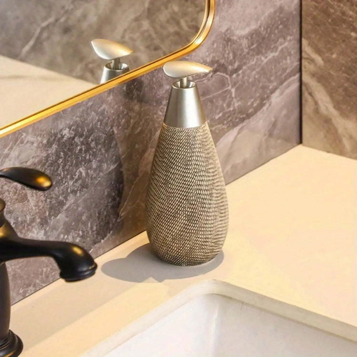 Retro Ceramic Pump Soap Dispenser, Short or Tall, Design 2 - high style black