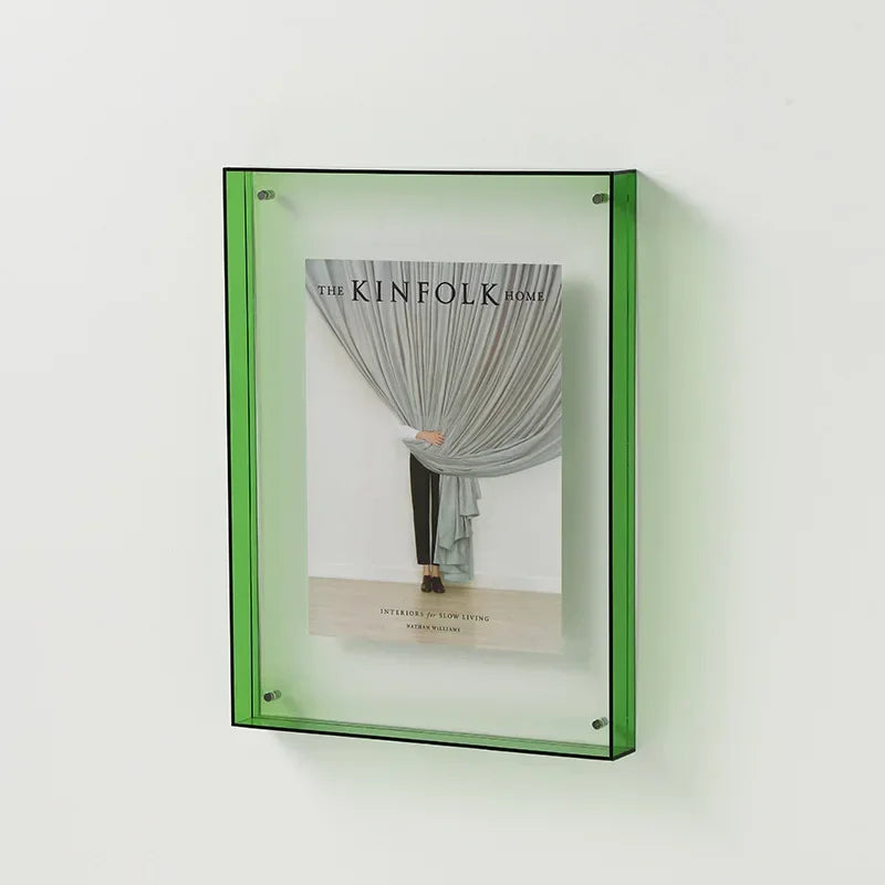 Transparent acrylic frame for various photos and decorations - Green / 21x30cm