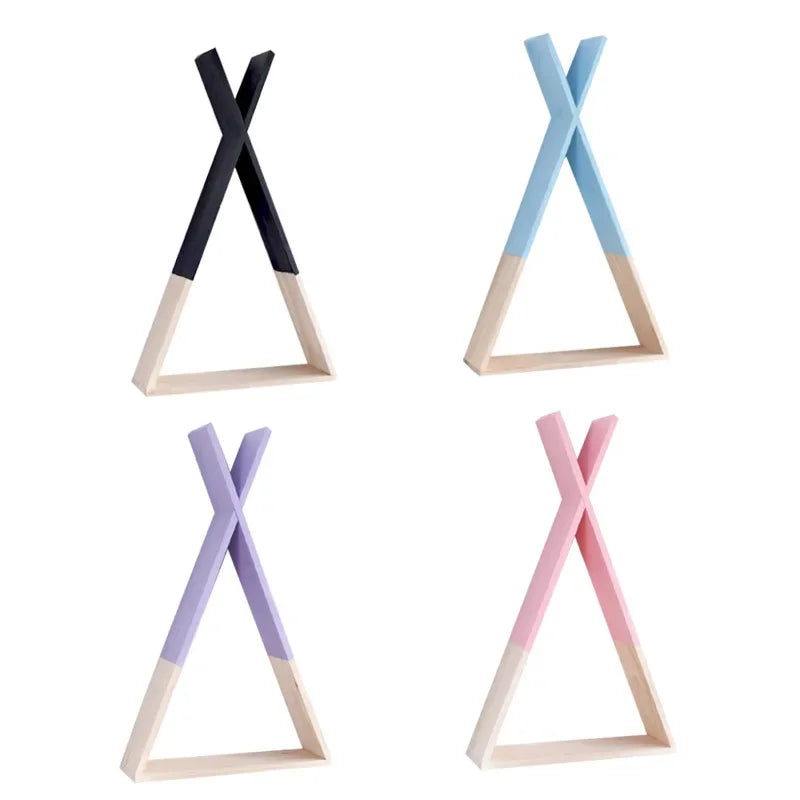 Triangle Wooden Shelf for Wall Decoration, Decorative Crafts, Storage Holder, Living Room, Kids Room - view 6
