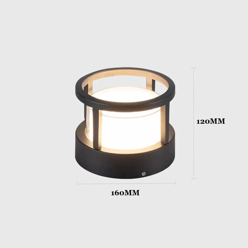 (WECUS) Nordic Garden Villa Pillar Light, Outdoor Courtyard Wall Light, Outdoor Waterproof Landscape Lawn Light - style 3 / Sand black / CHINA|warm light 12W