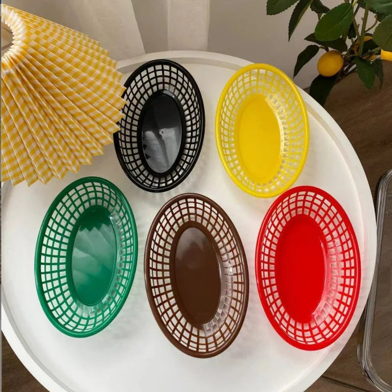 Plastic oval basket for food and decorative storage