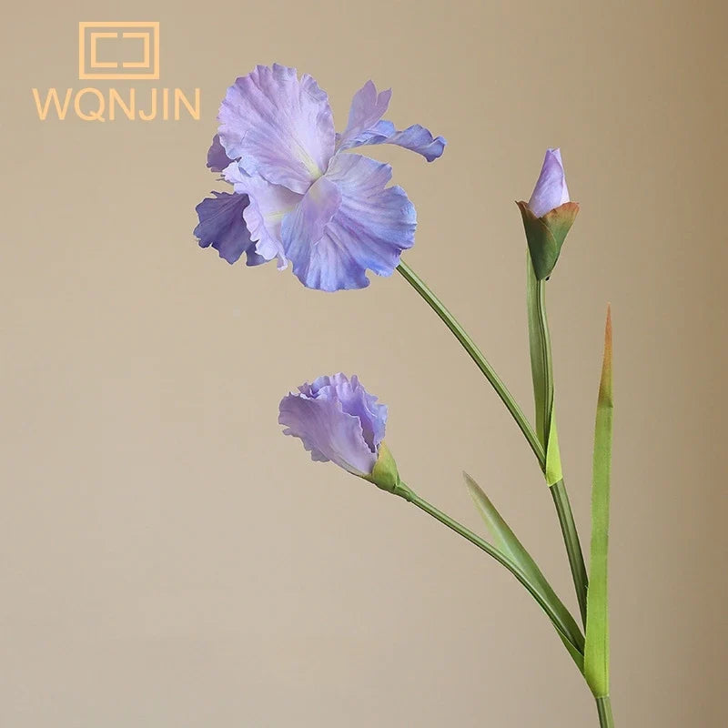 Artificial iris flower branch for wedding decoration and parties - Light Blue