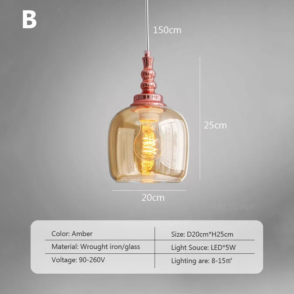 Retro hanging glass style decorative Nordic loft for interior - B / In the Bulb