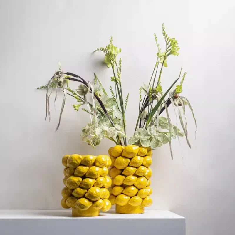 Ceramic Vase,Lemon Tomato Modern Simple Style Indoor Wedding Table Decoration,Creative Home Decorative Flower Arrangement - view 3