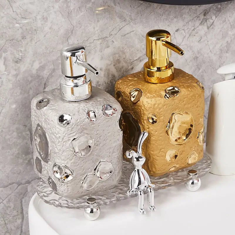 Golden ceramic bottle moon decor for lotion - F