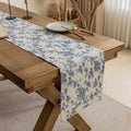 Asian style floral porcelain pattern table runner - 40x140 16x55inch