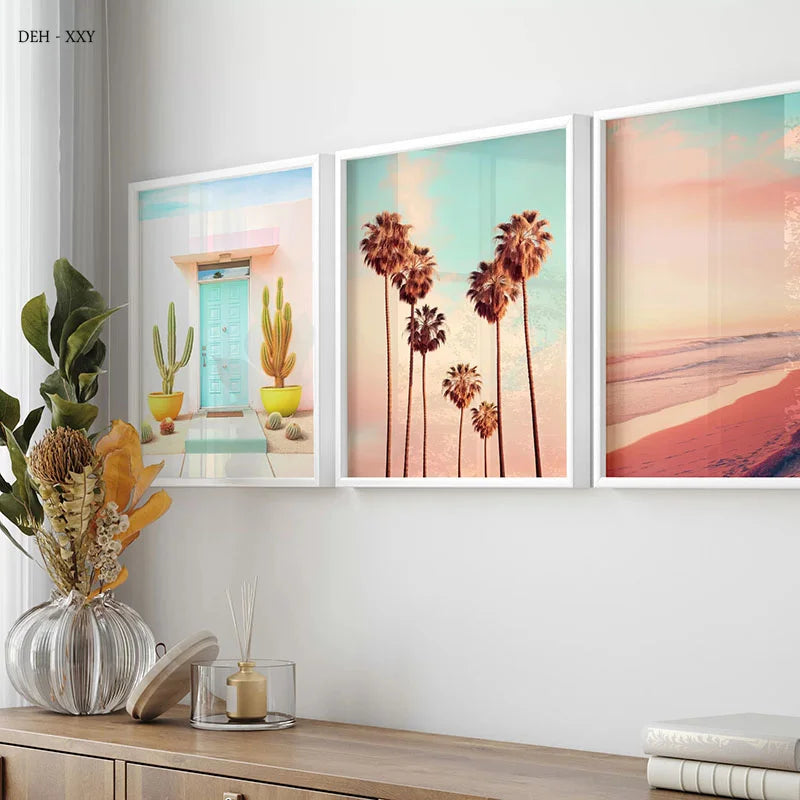 Nordic wall art landscape beach cactus interior decoration